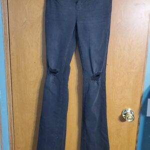 Fashion Nova Black Distressed Flare Jeans